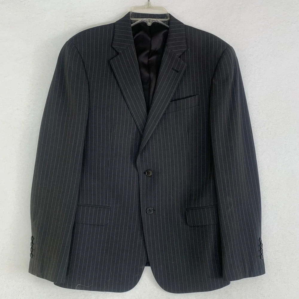 Armani Collezioni Suit Men 40R Grey Pinstripe Wool Blend Two Button Jacket - Picture 3 of 13